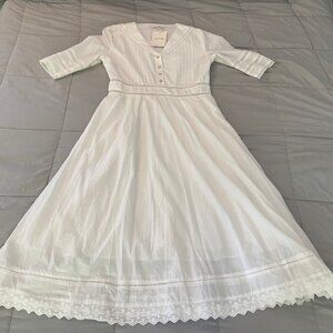 NWT Retro White Cotton Eyelet Dress Large Fits Medium Fairy Prairie $128 NEW